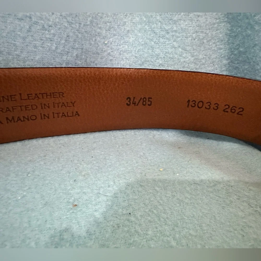 Joseph Abboud Feather Edged Laser Detail Leather Belt Size: 34/85